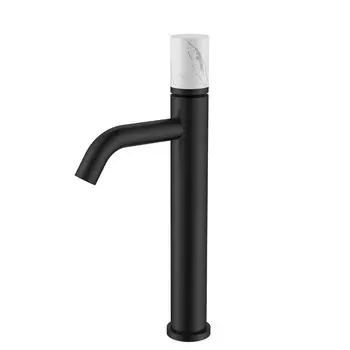 Смеситель для раковины Boheme Stick 122-B-MR-W черный/белый мрамор