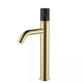 Смеситель для раковины Boheme Stick 122-G-MR-BLACK золото/черный мрамор