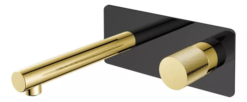 Смеситель для раковины Boheme Stick 125-BG.2 с внутренней частью, черный, золото touch