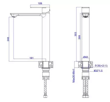Смеситель для раковины ESKO Beijing BJ25 сталь