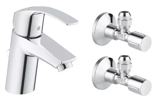 Смеситель для раковины Grohe Eurosmart New 23588000 с угловыми вентилями
