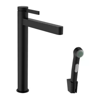 Смеситель для раковины Hansgrohe Finoris 76220670 с гигиеническим душем, черный матовый