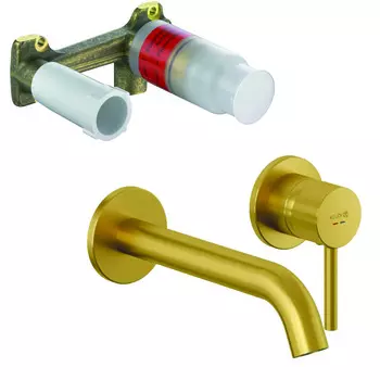 Смеситель для раковины Kludi Bozz 38245N076S встраиваемый, со скрытой частью, золото брашированное