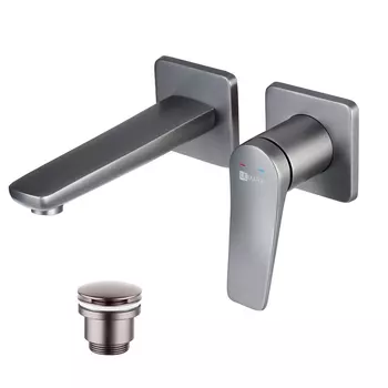 Смеситель для раковины Lemark Bronx LM3736GM встраиваемый графит
