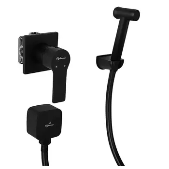 Смеситель для раковины с гигиеническим душем Elghansa SQUARELINE 34Q0743-Black (Set-824) черный