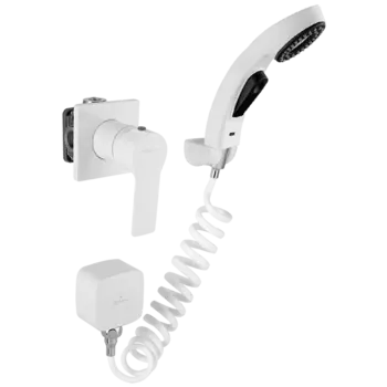 Смеситель для раковины с гигиеническим душем Elghansa SQUARELINE 34Q0743-White (Set-56) белый