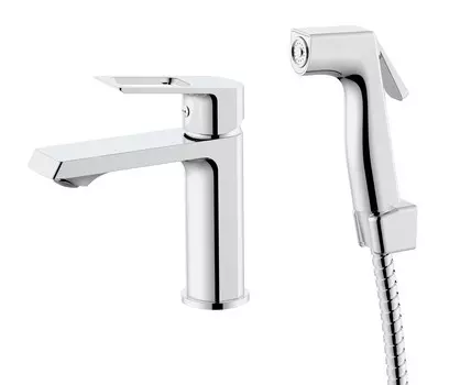 Смеситель для раковины с гигиеническим душем VODA Surf SF27H хром