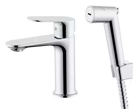 Смеситель для раковины с гигиеническим душем VODA Shore SHR27H хром