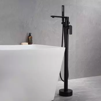 Смеситель для ванны с душем Frank F2066 Black напольный, черный матовый