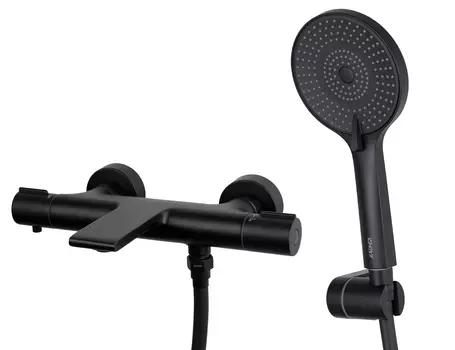 Смеситель для ванны с душем Kaiser Serio 05322-9 с термостатом, черный матовый