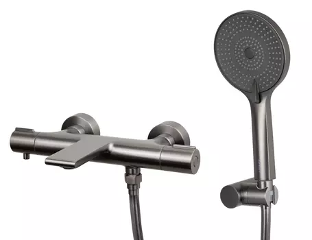 Смеситель для ванны с душем Kaiser Serio 05322-15 с термостатом, вороненая сталь