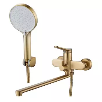 Смеситель для ванны с душем Shevanik S4322G золотой сатин