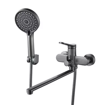 Смеситель для ванны с душем Shevanik S4322T оружейная сталь