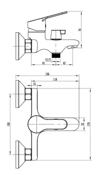 Смеситель для ванны с душем VODA Aqua AQ54 хром
