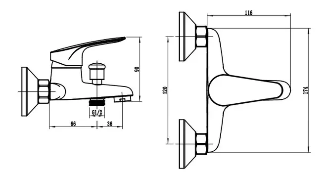 Смеситель для ванны с душем VODA Land LND54 хром