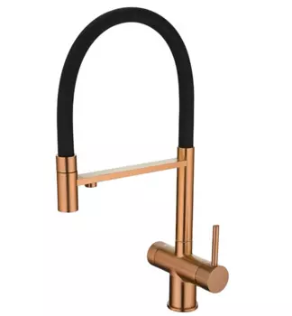 Смеситель Emar ЕС - 7024 PVD Coppery для кухни, черный/медь