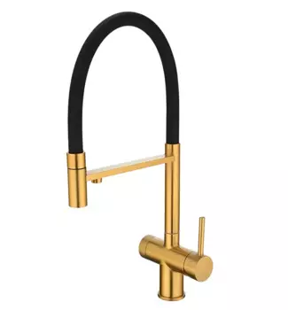 Смеситель Emar ЕС - 7024 PVD Golden для кухни, черный/золото