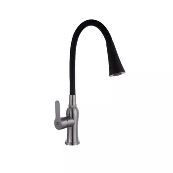 Смеситель Fashun A54801+N7350 для кухни сатин/черный