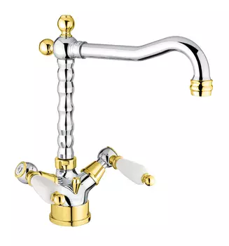 Смеситель Fiore Coloniale 02CO0625 для раковины с донным клапаном хром/золото