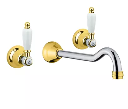Смеситель Fiore Coloniale 02CO0636 для раковины настенный хром/золото