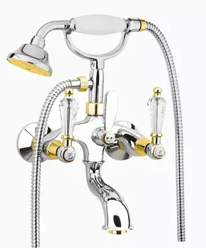 Смеситель Fiore Gioielli Sky Swarovski 08CO0600 для ванны с душем хром/золото