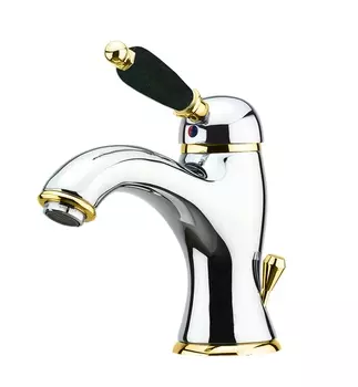 Смеситель Fiore Imperial Black 89CO5221 для раковины с донным клапаном хром/золото