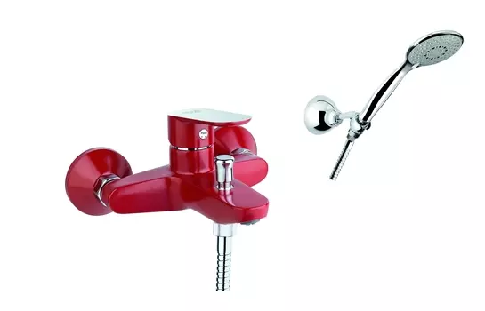 Смеситель Fiore Kevon Chic 81RX8150 для ванны с душем хром/красный