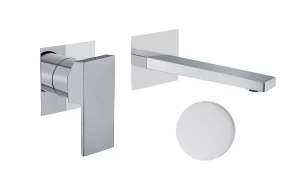 Смеситель Fiore Kube 100BB7597 для раковины настенный с донным клапаном белый