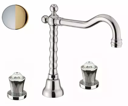 Смеситель Fiore Venere Sky Swarovski 13CO0637 для раковины с донным клапаном хром/золото