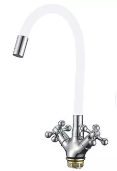 Смеситель Fmark FM4319-02 для кухонной мойки гибкий белый