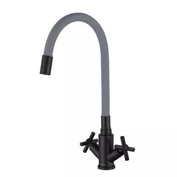 Смеситель Fmark FS8442H-04 для кухонной мойки гибкий черный