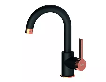 Смеситель GPD Gildo Colored MTL165-S-R для кухни черный/розовое золото