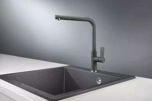 Смеситель Granula GR-2502 для кухонной мойки, графит