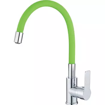 Смеситель Haiba HB70112-12 для кухни с гибким изливом, зеленый/ хром