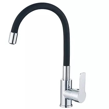 Смеситель Haiba HB70112-7 для кухни, с гибким изливом, черный/хром