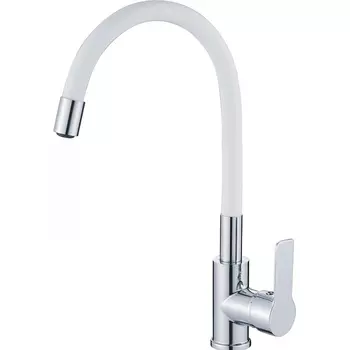 Смеситель Haiba HB70112-8 для кухни с гибким изливом, белый/ хром