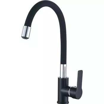 Смеситель Haiba HB70113-7 для кухни с гибким изливом, черный/ хром