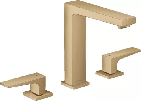 Смеситель Hansgrohe Metropol 32515140 для раковины с донным клапаном Push-Open, шлифованная бронза
