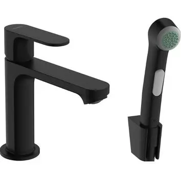Смеситель Hansgrohe Rebris S 72215670 для раковины, с гигиеническим душем, черный