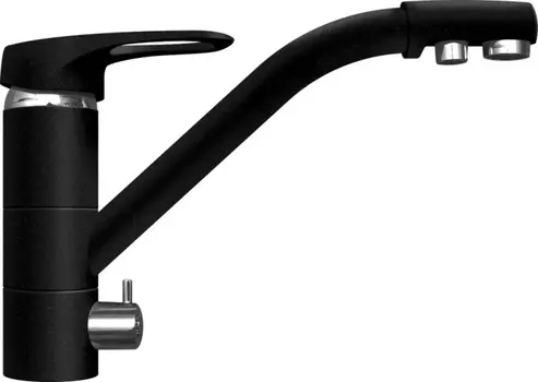 Смеситель Lava SG05 LAV для кухонной мойки, с подключением к фильтру питьевой воды, черный металлик