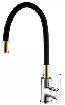 Смеситель Ledeme L4898-10 для кухонной мойки, чёрный+золото+хром