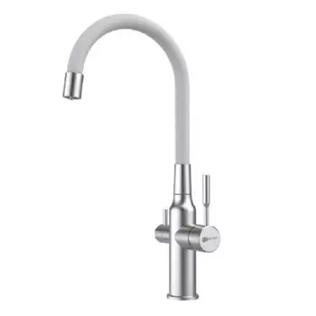 Смеситель Lemark Expert LM5083S-White для кухонной мойки, белый/хром