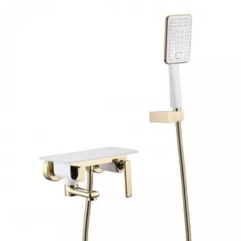 Смеситель Lemark Mista LM6914WG для ванны с душем, белый/золото