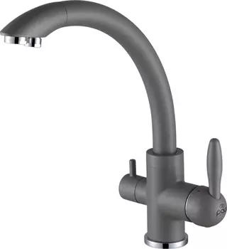 Смеситель для кухонной мойки Paulmark Essen Es213001-402 серый металлик, с краном под питьевую воду