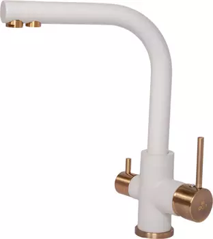 Смеситель для кухонной мойки Paulmark Essen Es213011-431Br белый матовый / бронза