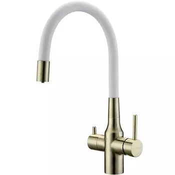 Смеситель для кухонной мойки Paulmark Salix Sa213419-BRw бронза, белый шланг