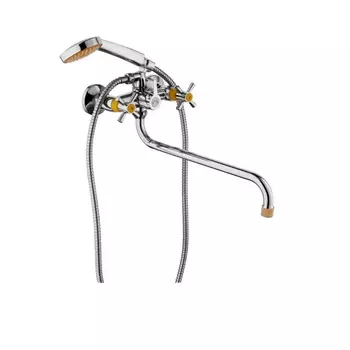 Смеситель PLStart PL2218-9 для ванны с душем хром/желтый