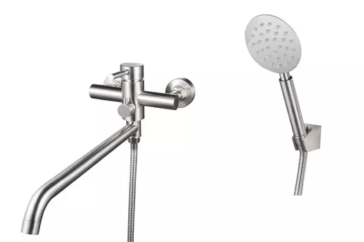 Смеситель РМС SUS124-006EK для ванны с душем, нержавеющая сталь