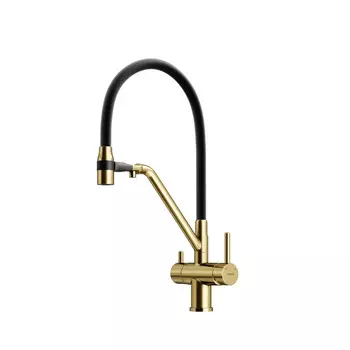 Смеситель Sancos Dora SC4003BG для кухонной мойки, с гибким изливом, брашированное золото