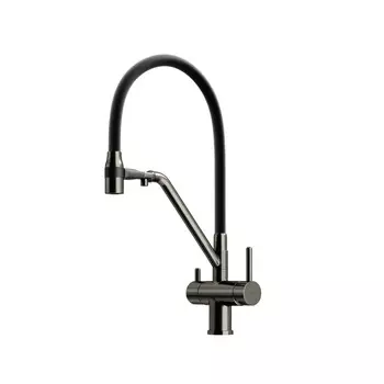 Смеситель Sancos Dora SC4003GG для кухонной мойки, с гибким изливом, вороненая сталь